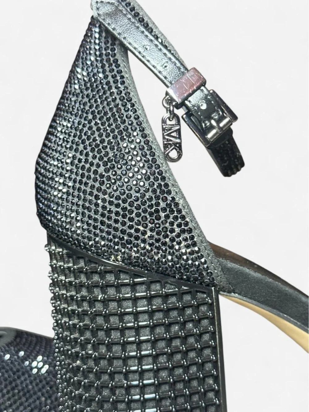 MICHAEL Michael Kors Black Glitter Platform Block Heel Sandals - Picture 5 of 8